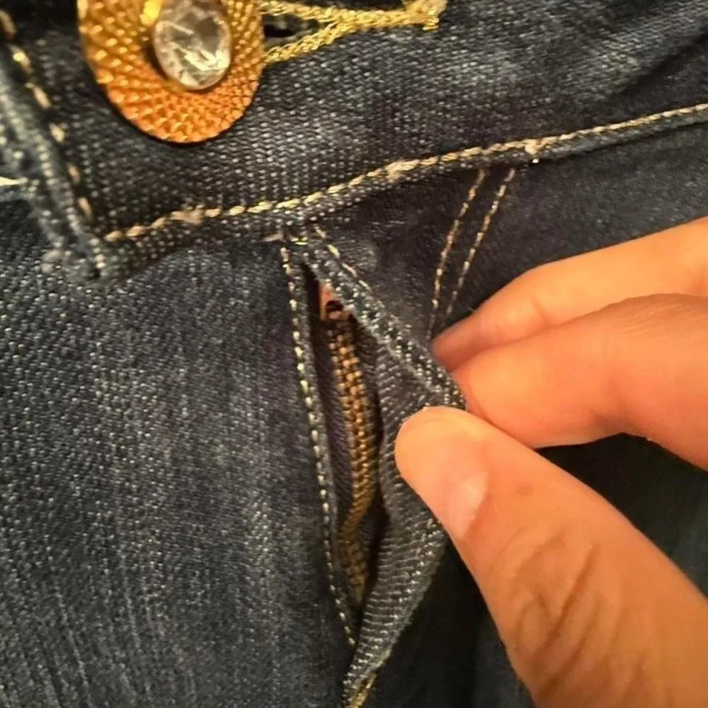 YMI premium jeans with embellishments and zippers‎ on ankles, Size 15, dark wash